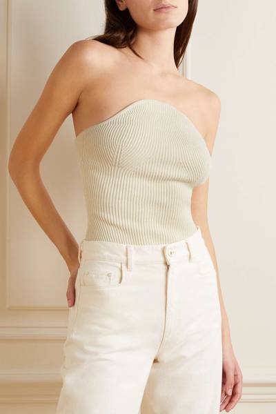 KHAITE Jericho strapless ribbed-knit top outlook