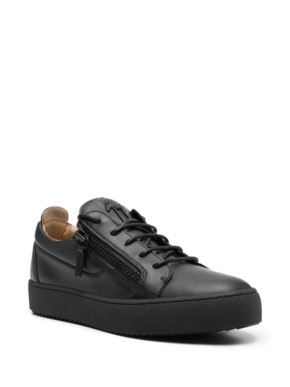 lace-up leather sneakers - 2