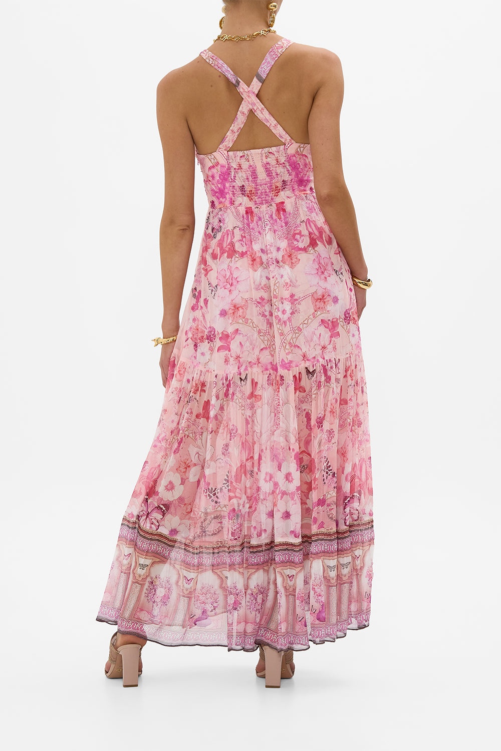 BEAD STRAP GATHERED PANEL DRESS - 3