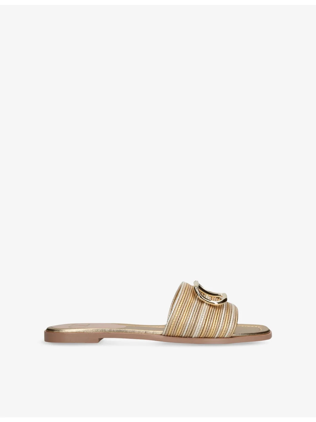 VLogo Crochet Metallic Leather Slides - 1