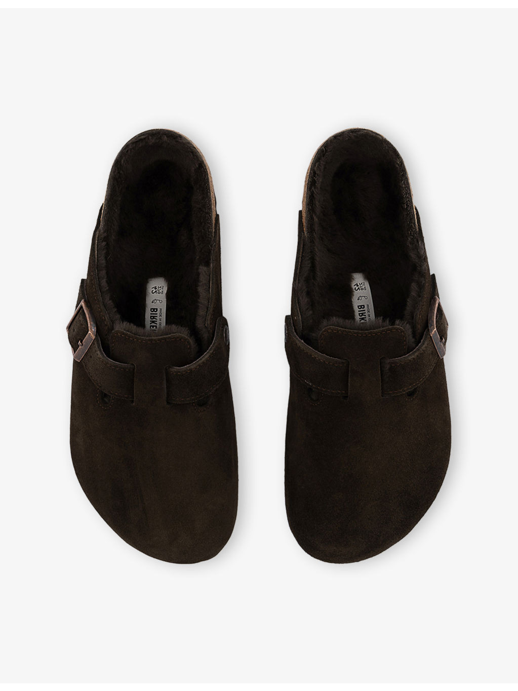 Boston logo-embossed shearling-lined suede clogs - 2