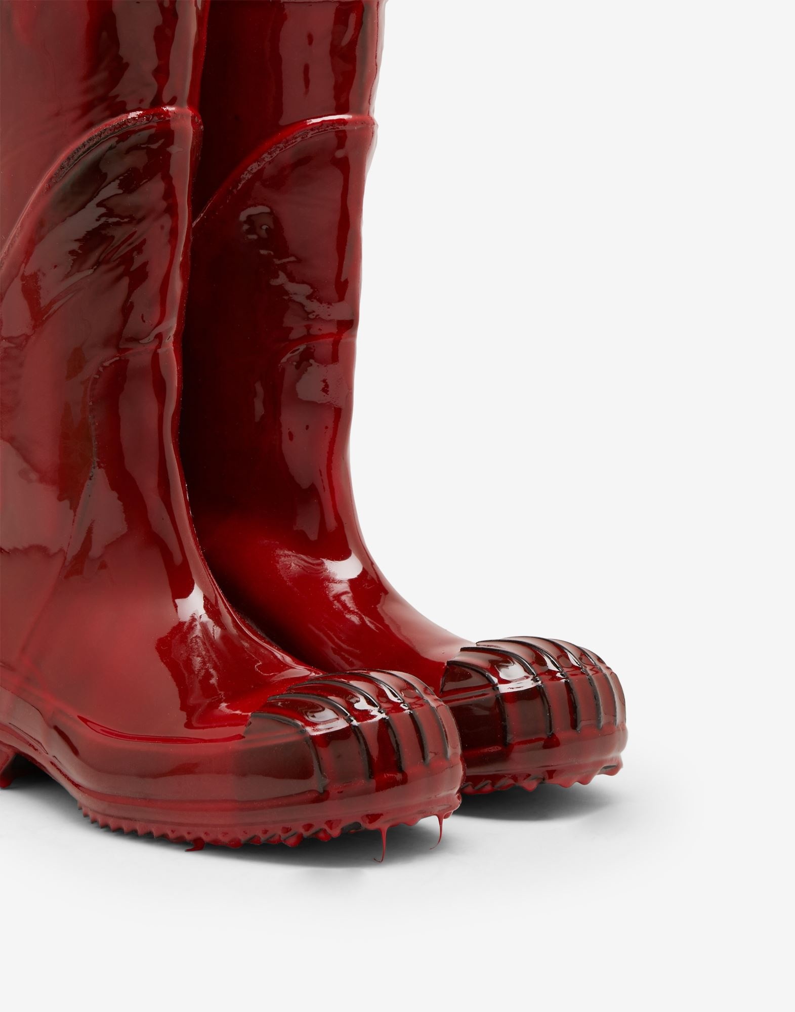 Rubber leather thigh-high boots - 5