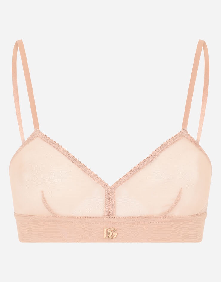 Tulle triangle bra with DG logo - 1