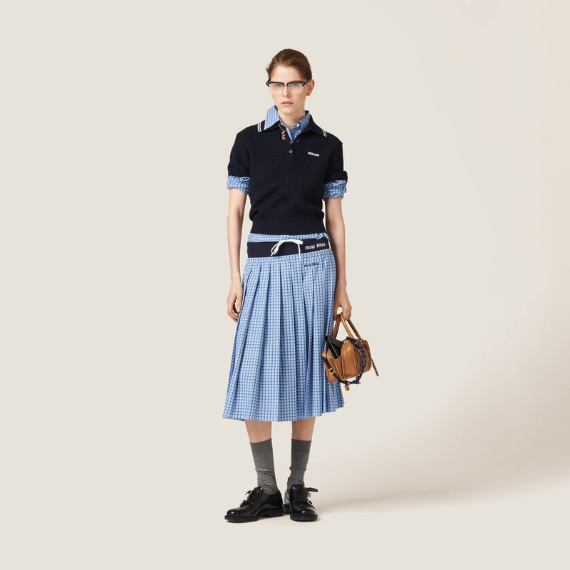 Miu Miu Cotton crocheted polo shirt outlook