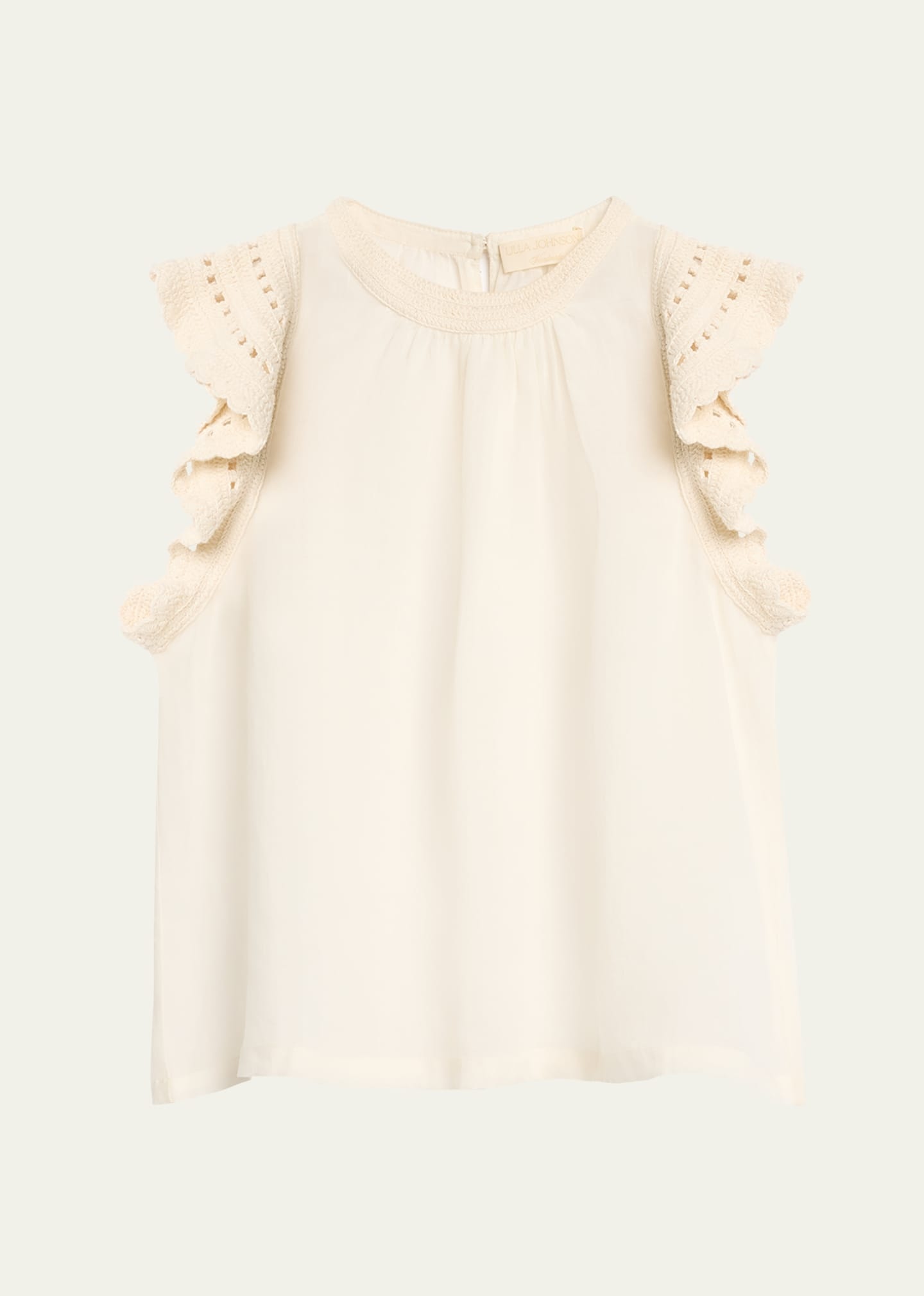 Kai Ruffled Crochet-Sleeve Top - 1