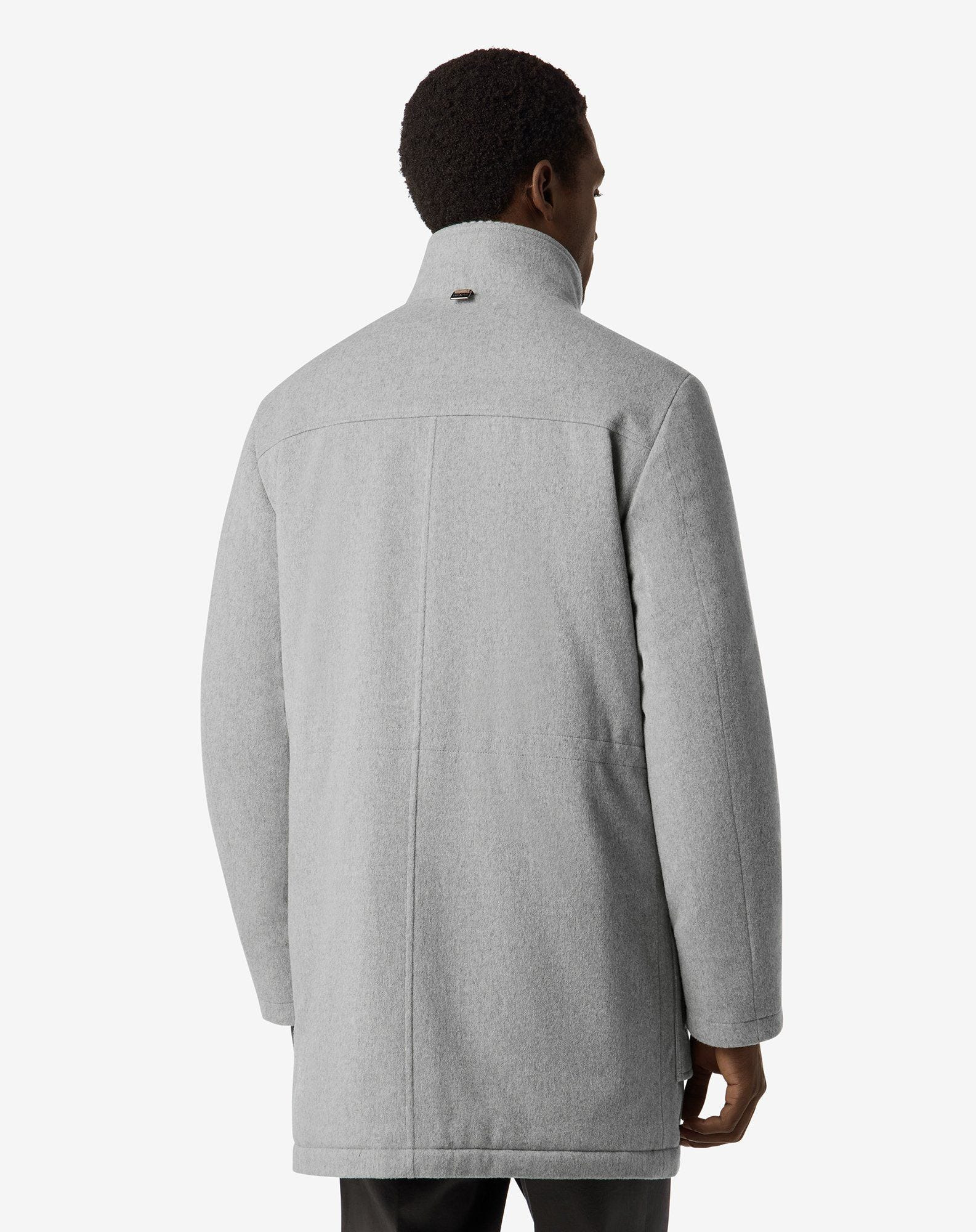 Melange grey pure wool caban coat - 3