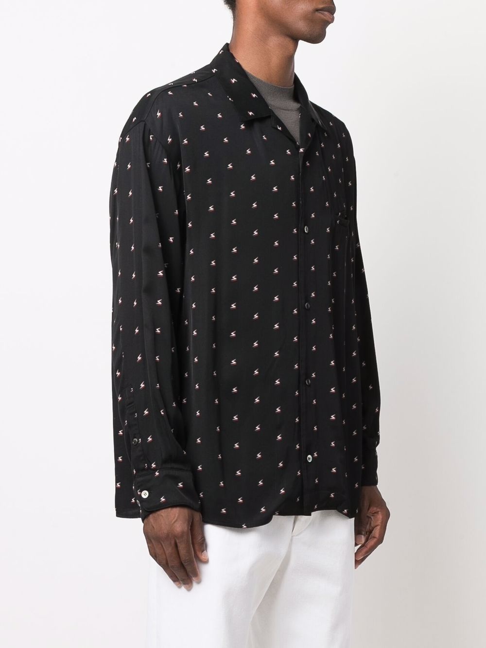 thunderbolt-print buttoned shirt - 3