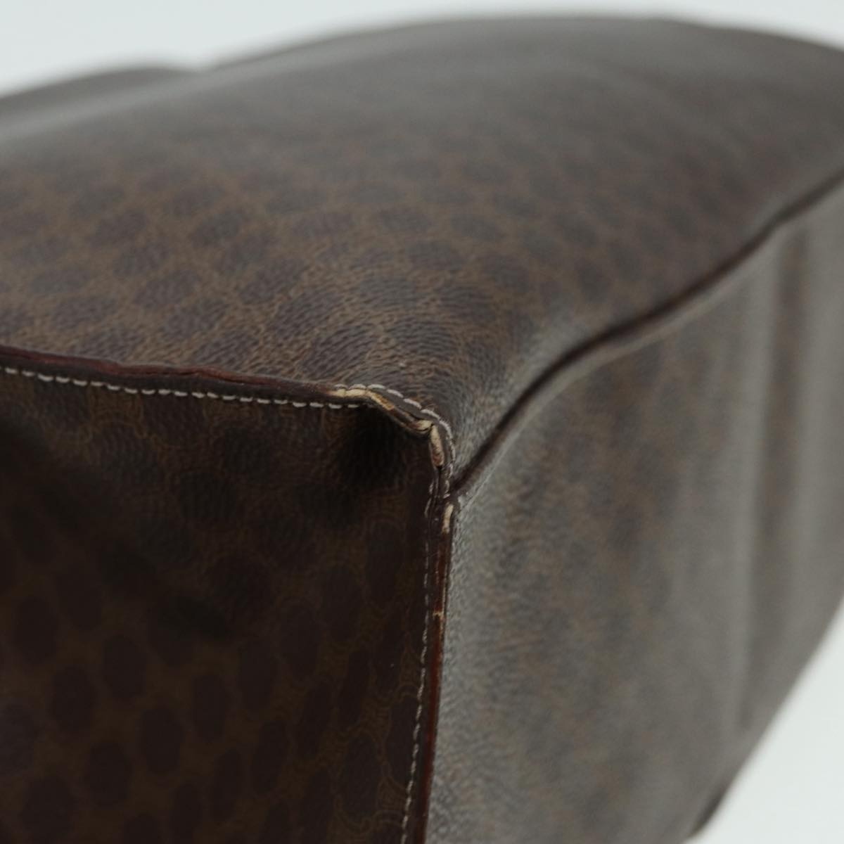 CELINE Macadam Canvas Hand Bag Pvc Leather Brown Gold - 9