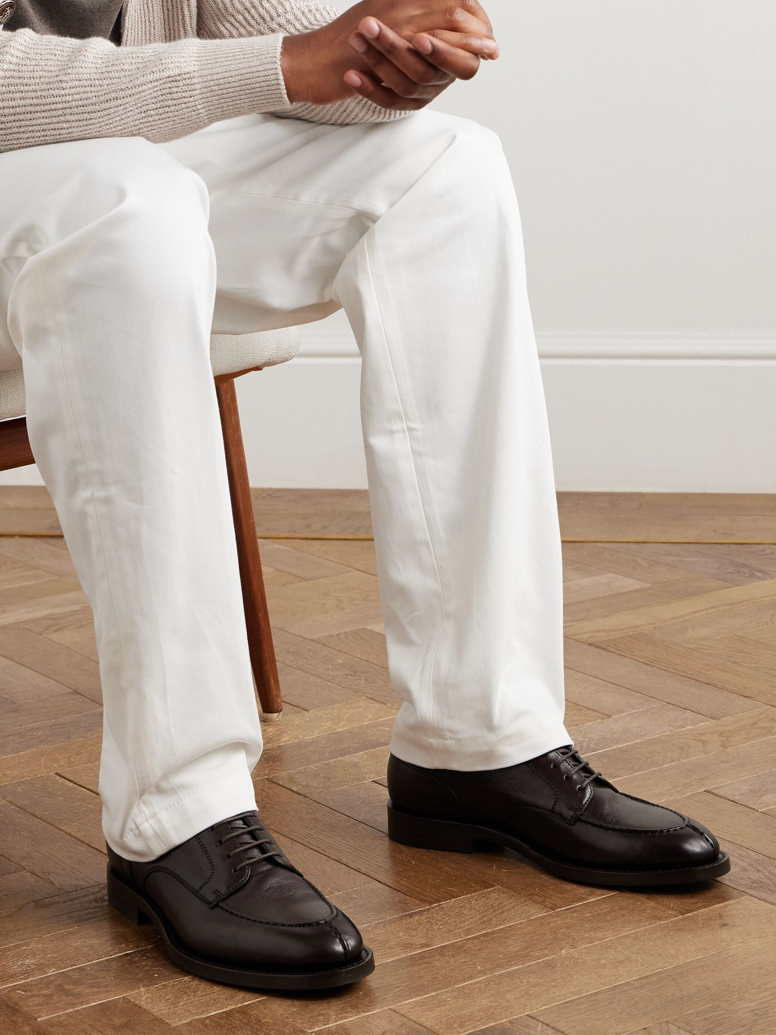 Leather Derby Shoes Burgundy - 2