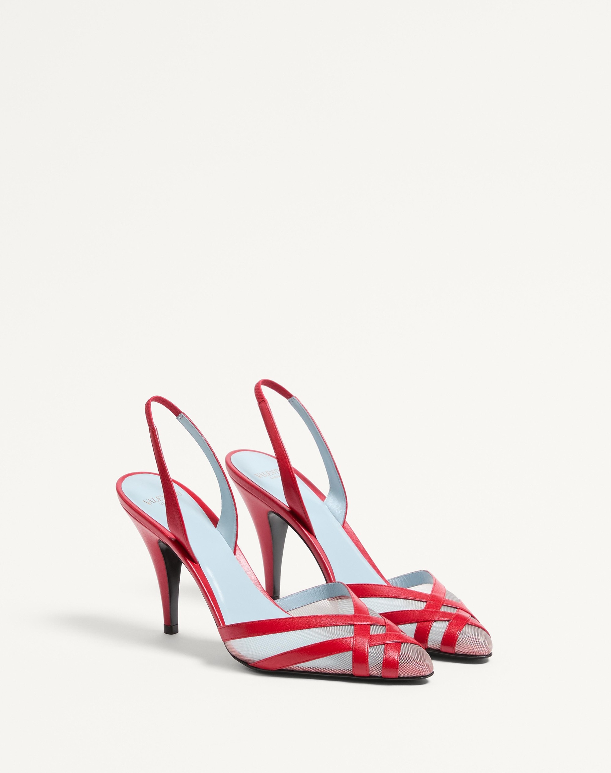 IMPUDANCE SLINGBACK PUMPS IN KIDSKIN AND MESH 90MM - 2