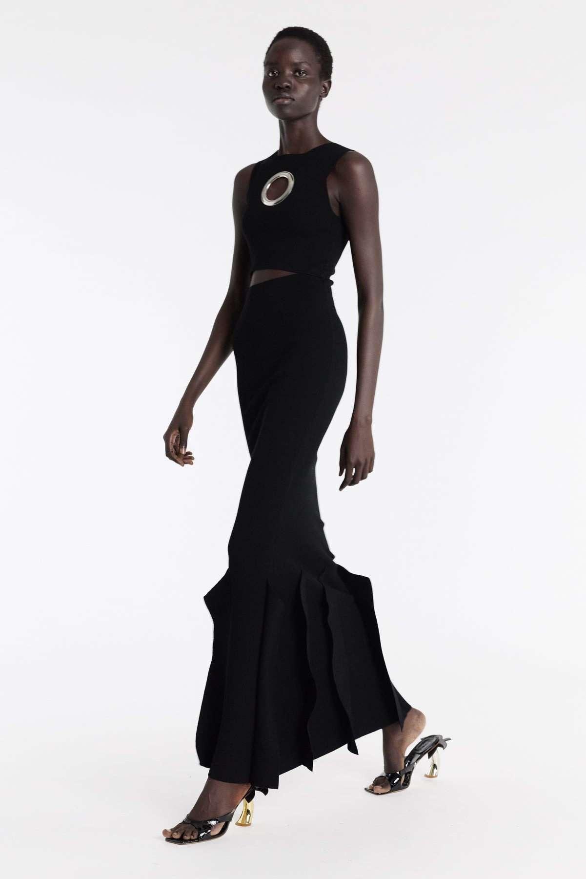 KNIT DRESS WITH HEM PANEL DETAIL BLACK - 8