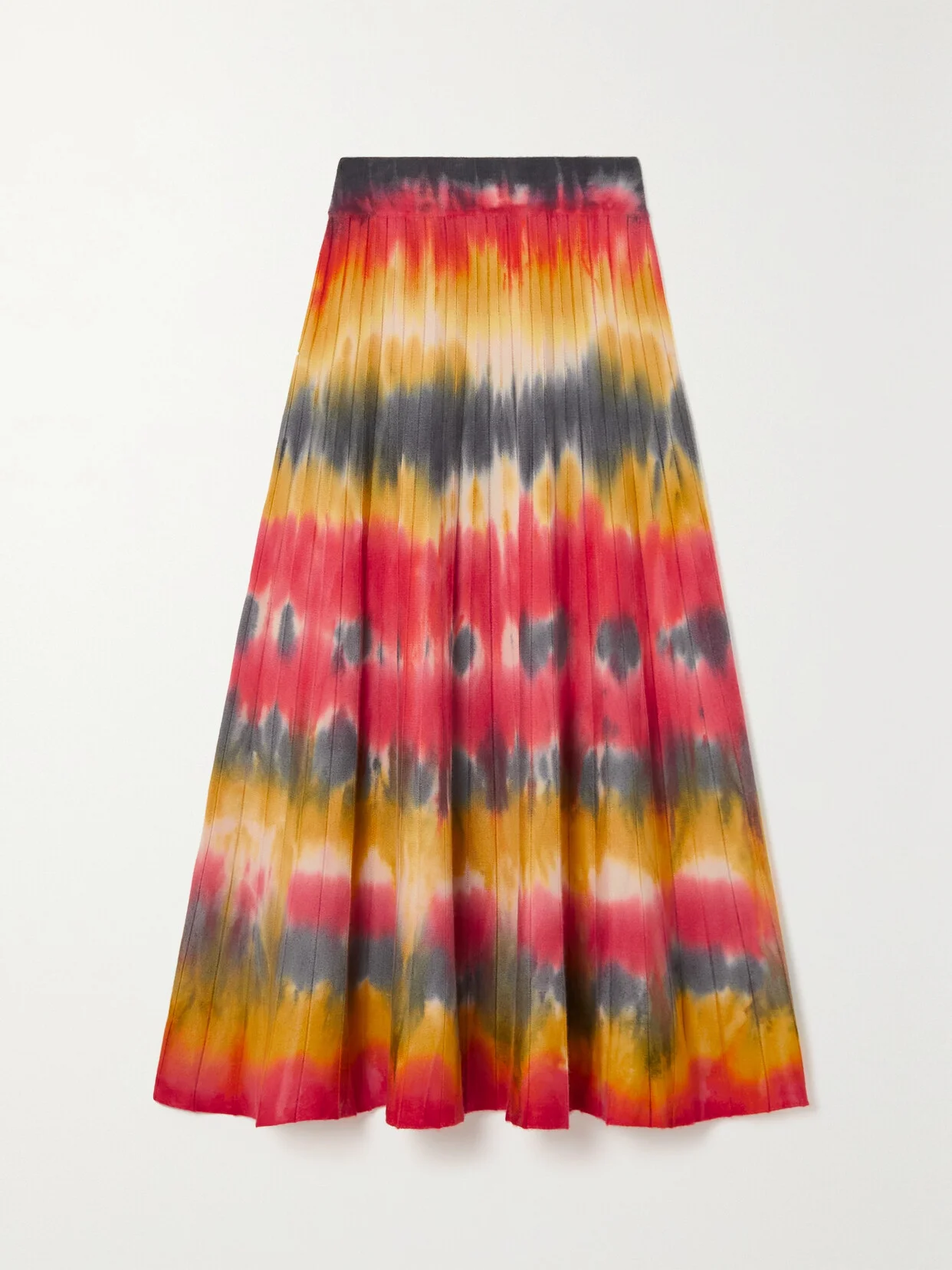 Ella Pleated Tie-dyed Cashmere Midi Skirt - 1