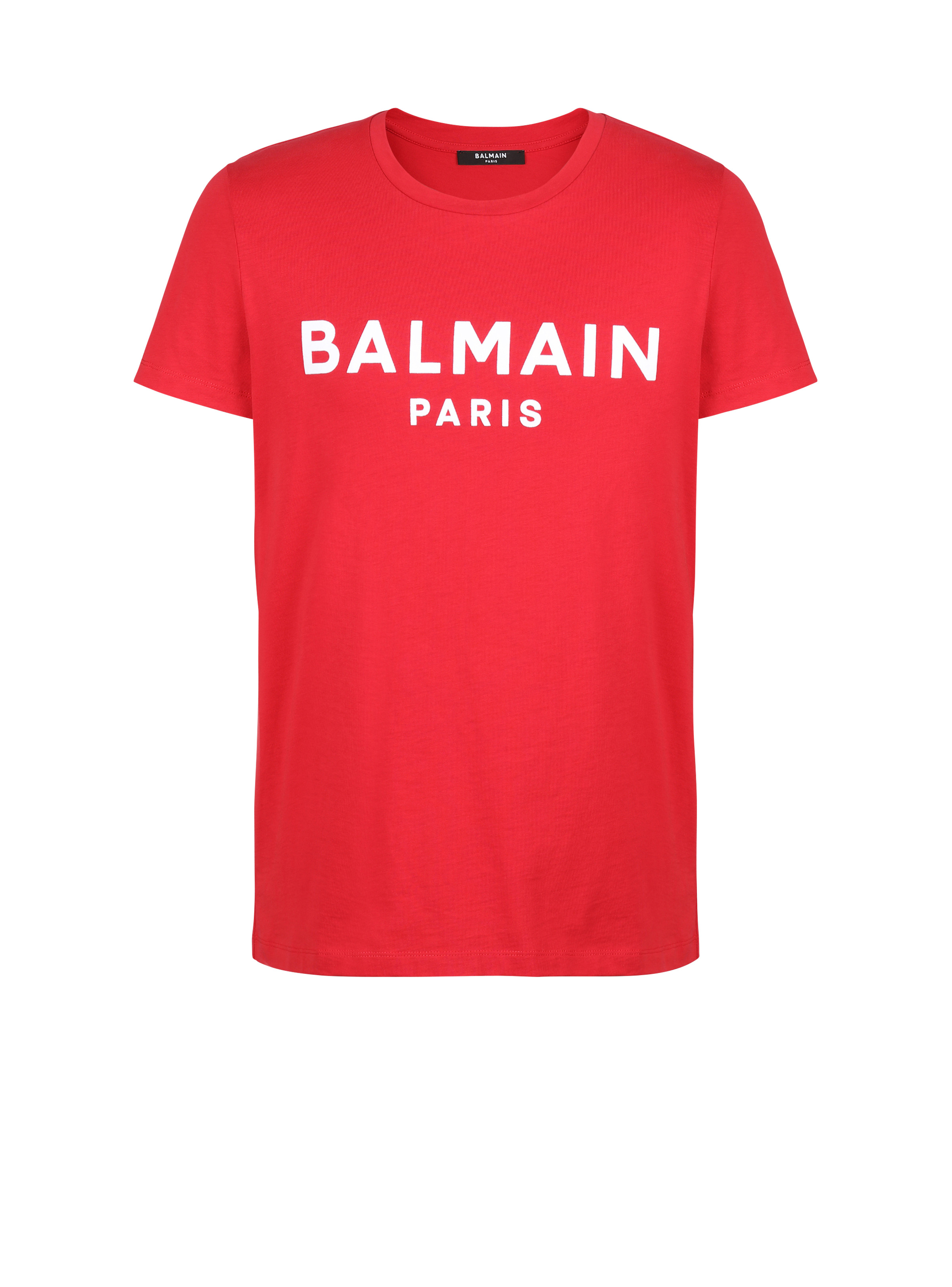 Cotton T-shirt with flocked Balmain medallion - 1