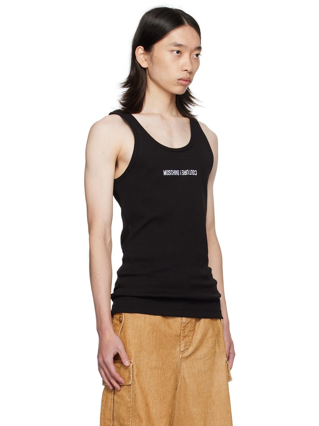 Black Upside Down Logo Tank Top - 2