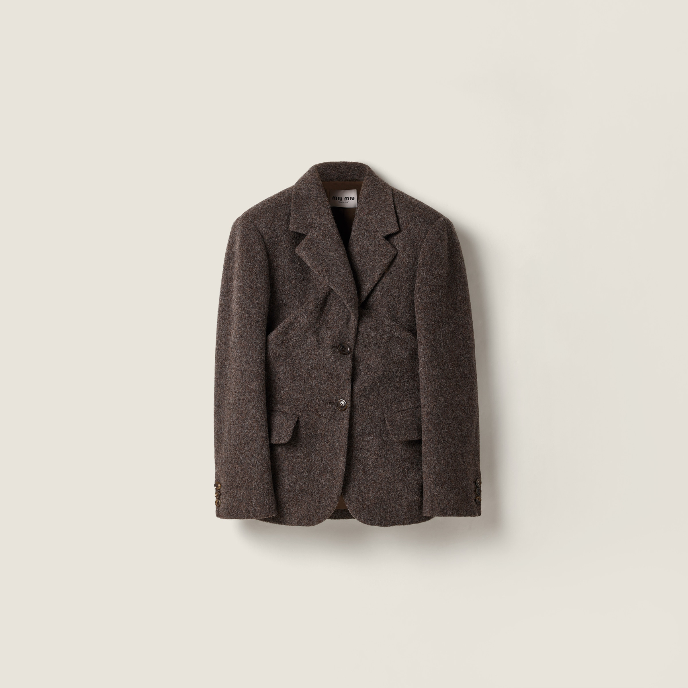 Single-breasted light Shetland wool jacket - 1