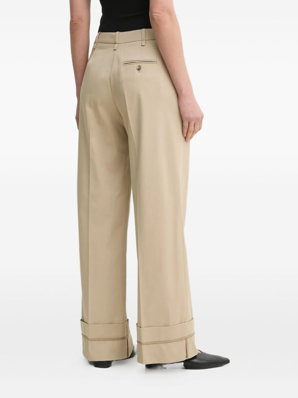 cuffed wide-leg trousers - 4