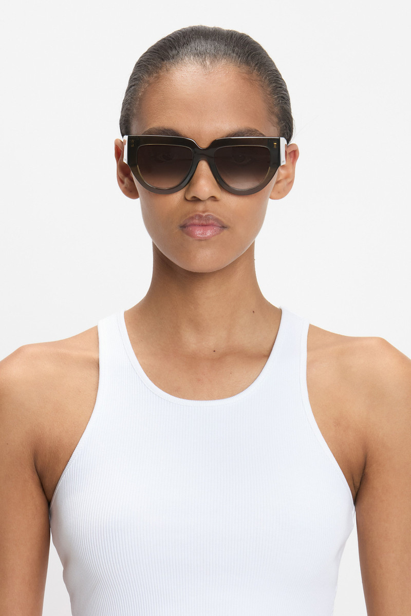 Victoria Beckham Soft Square Acetate Sunglasses In Khaki outlook