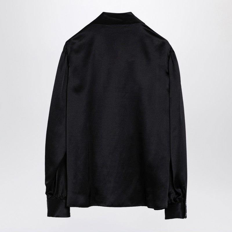 Alessandra Rich Black Silk Shirt With Bow Women - 2