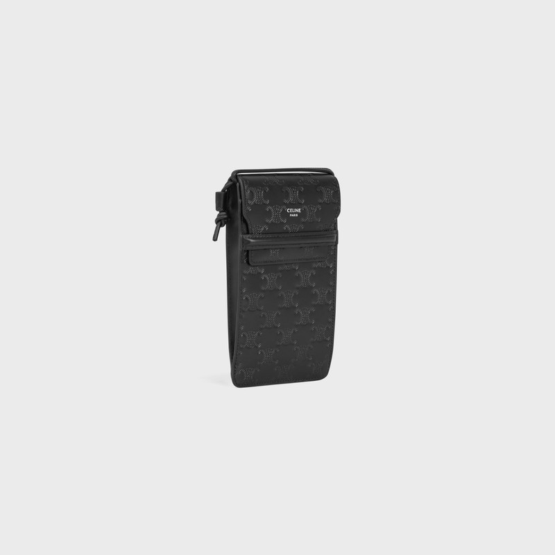 CELINE PHONE POUCH in Calfskin with triomphe embossed outlook
