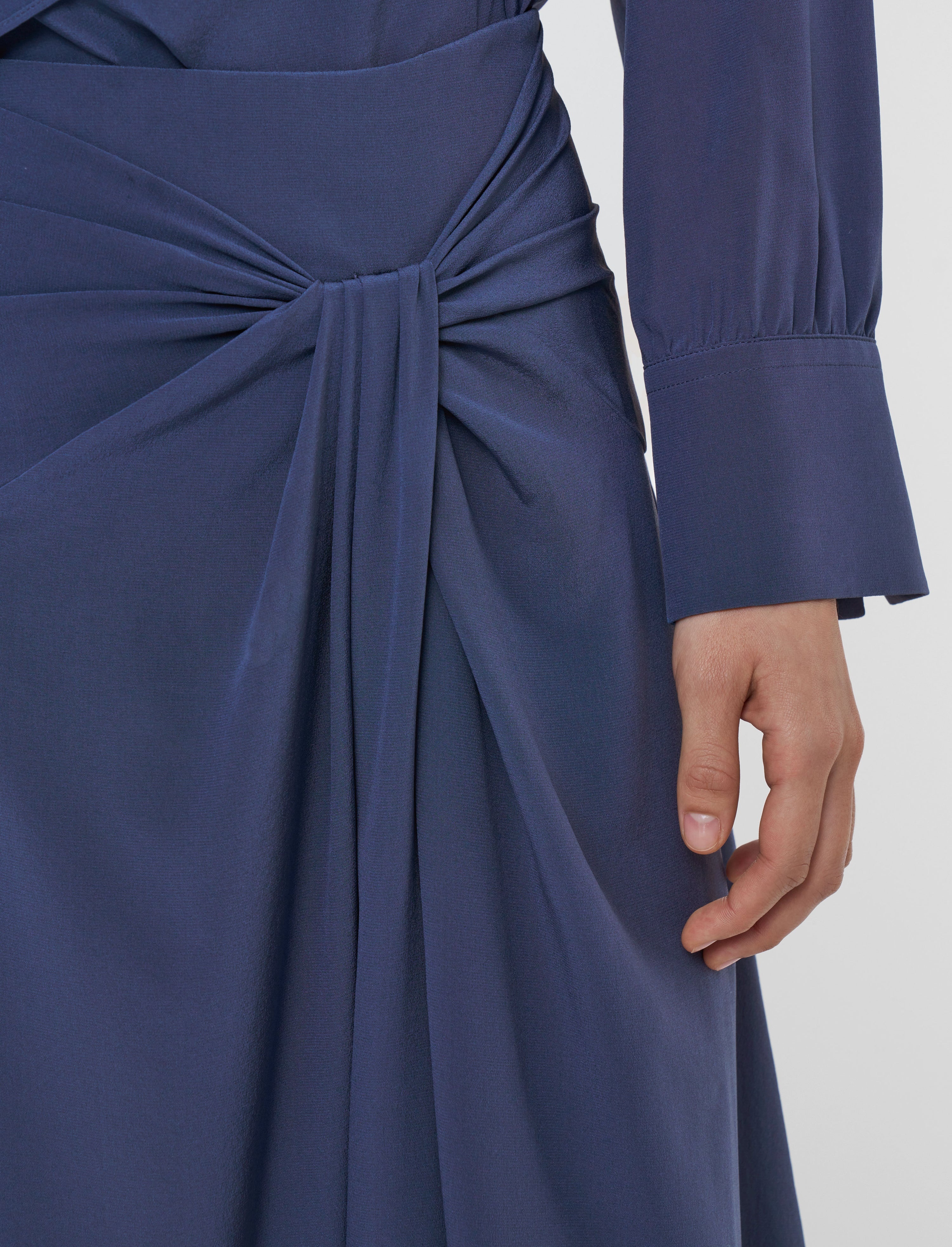 Fran Crepe de Soie Knot Silk Skirt - 4