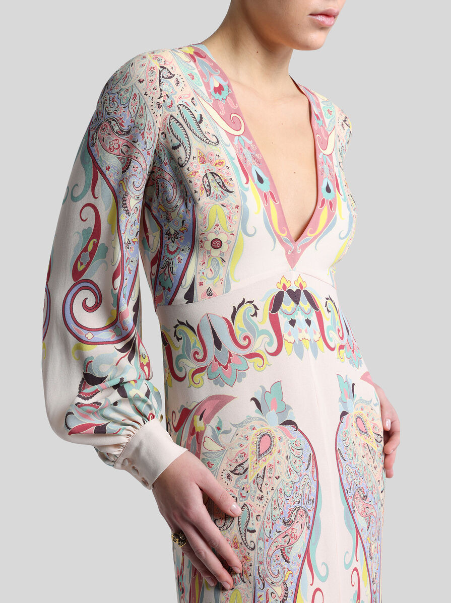 LONG DRESS IN PRINTED STRETCH SABLE - 2