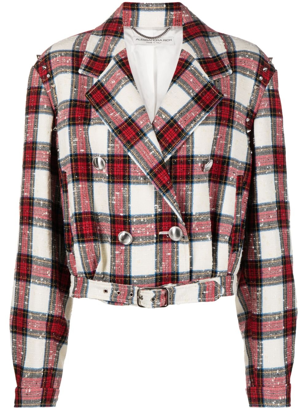 checked cropped jacket - 1