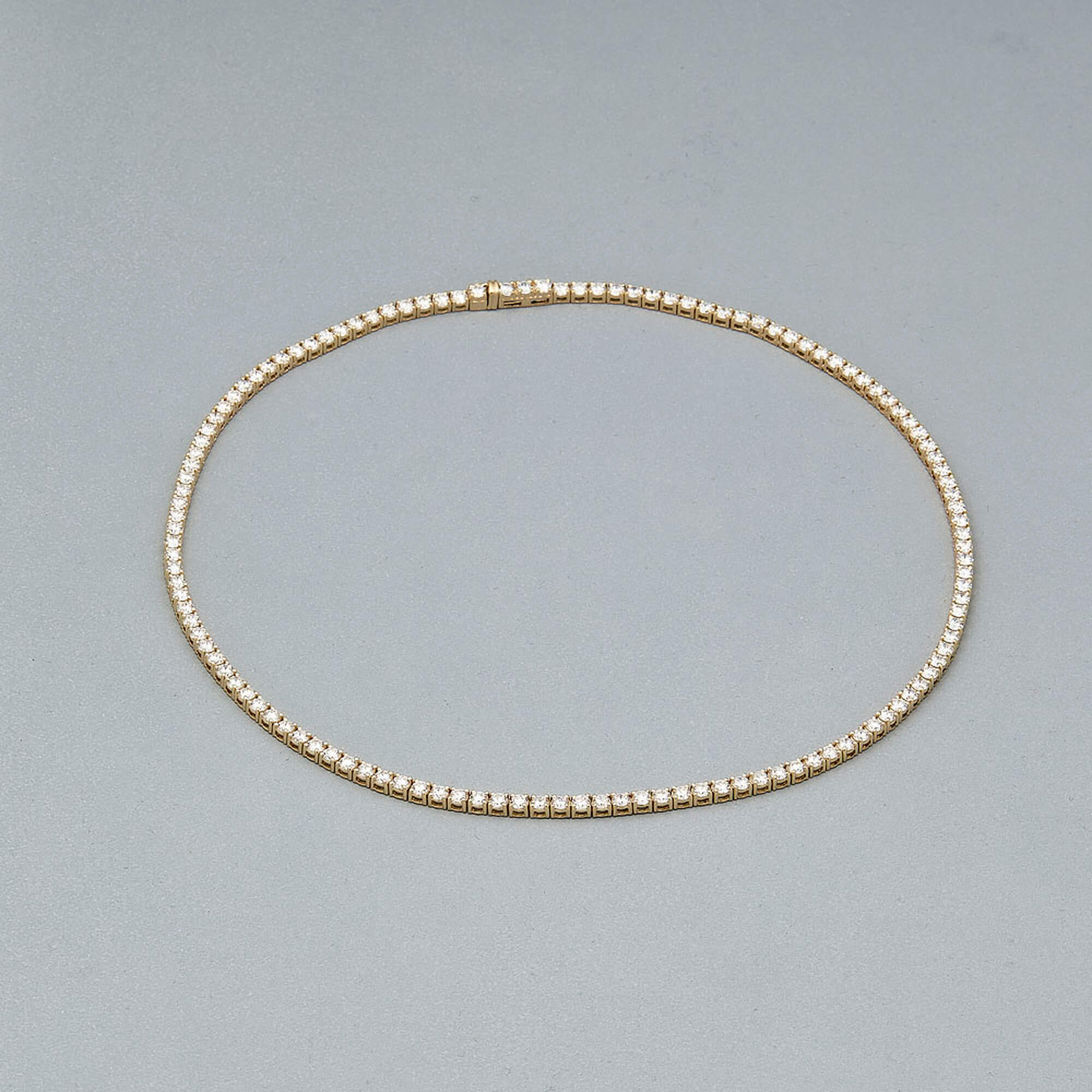 LAB-Created Unflippable Tennis Necklace in Yellow Gold - 4