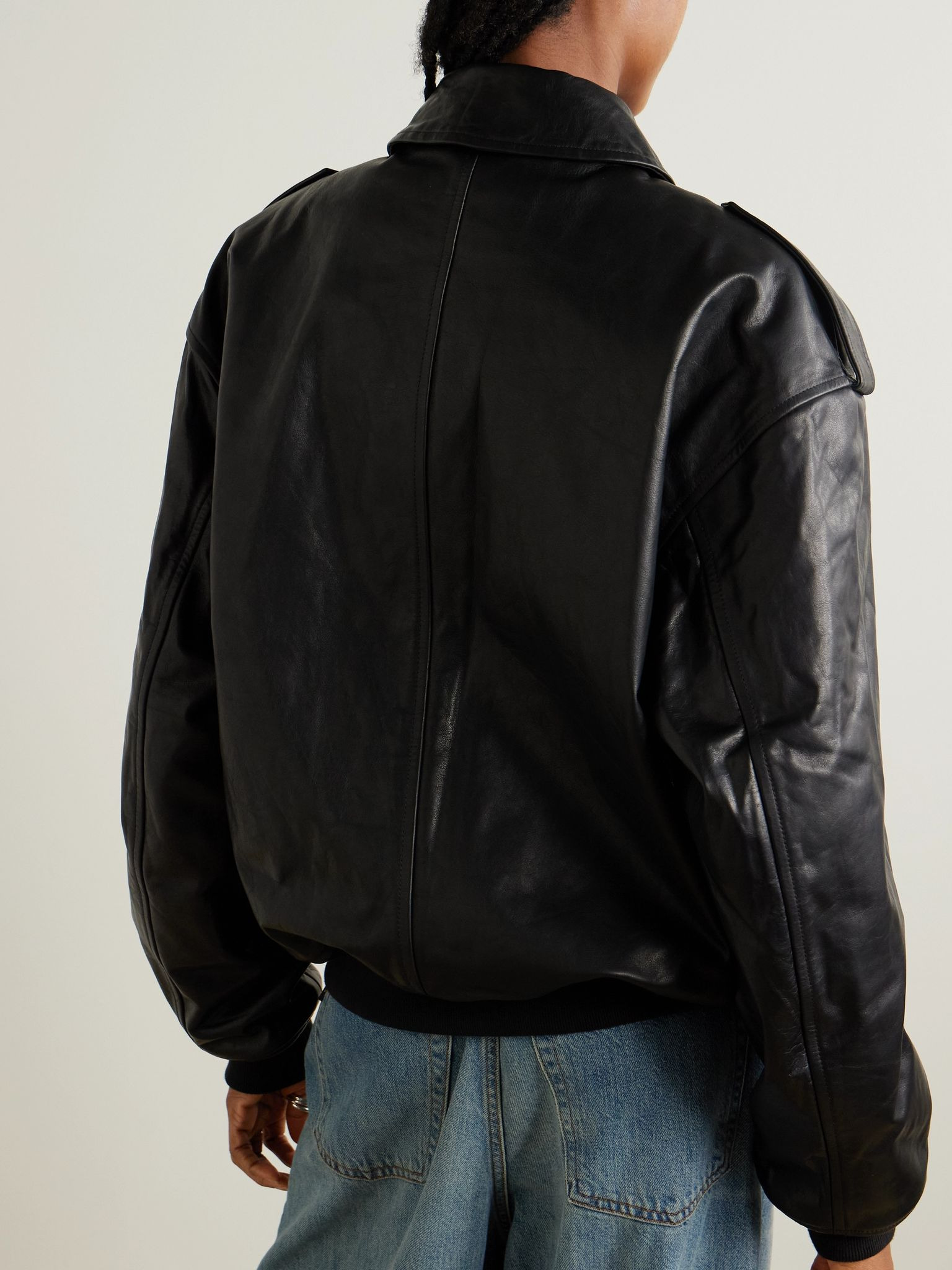 Viper oversized leather jacket Black - 4