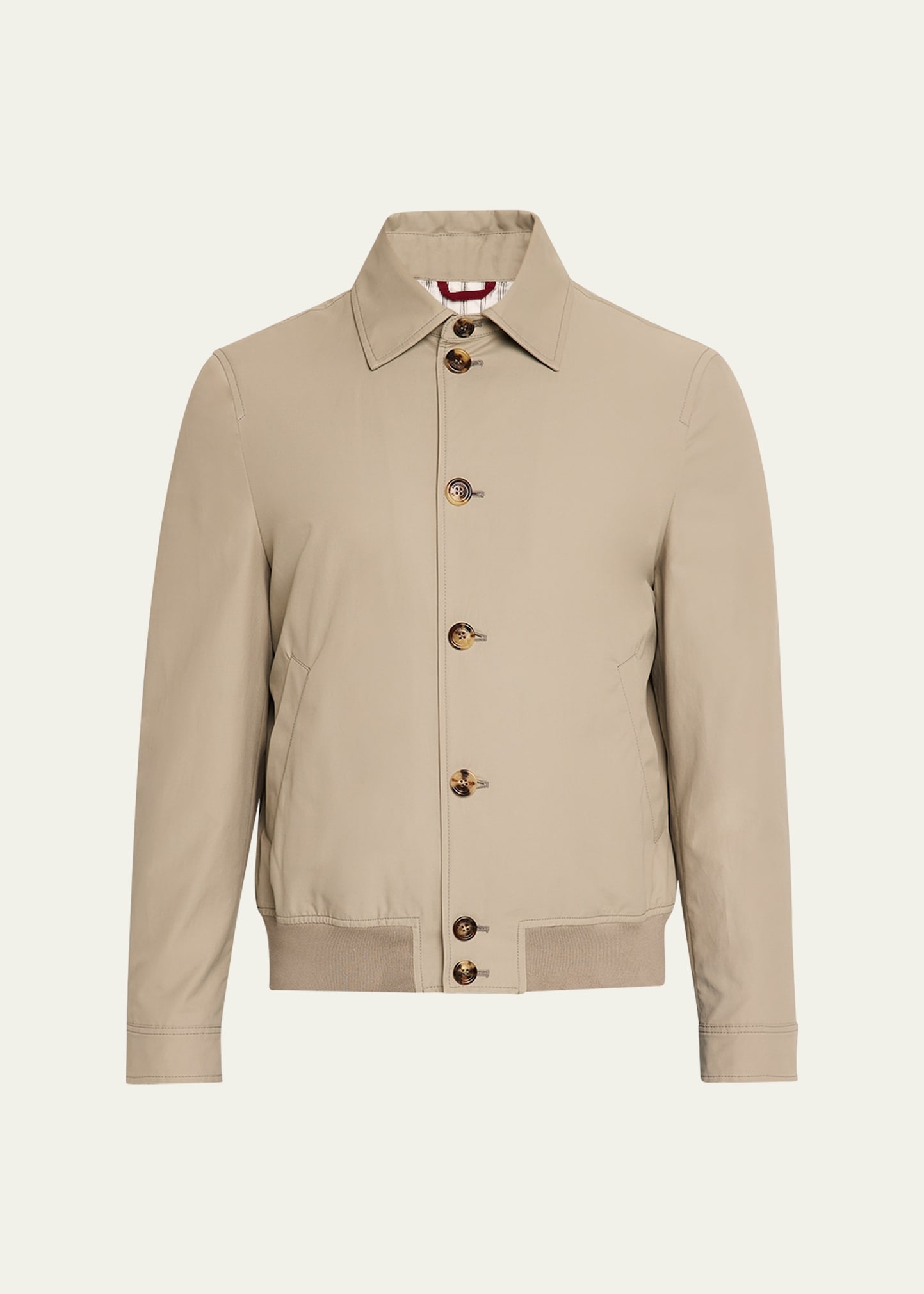 Men's Nylon Button-Front Bomber Jacket - 1