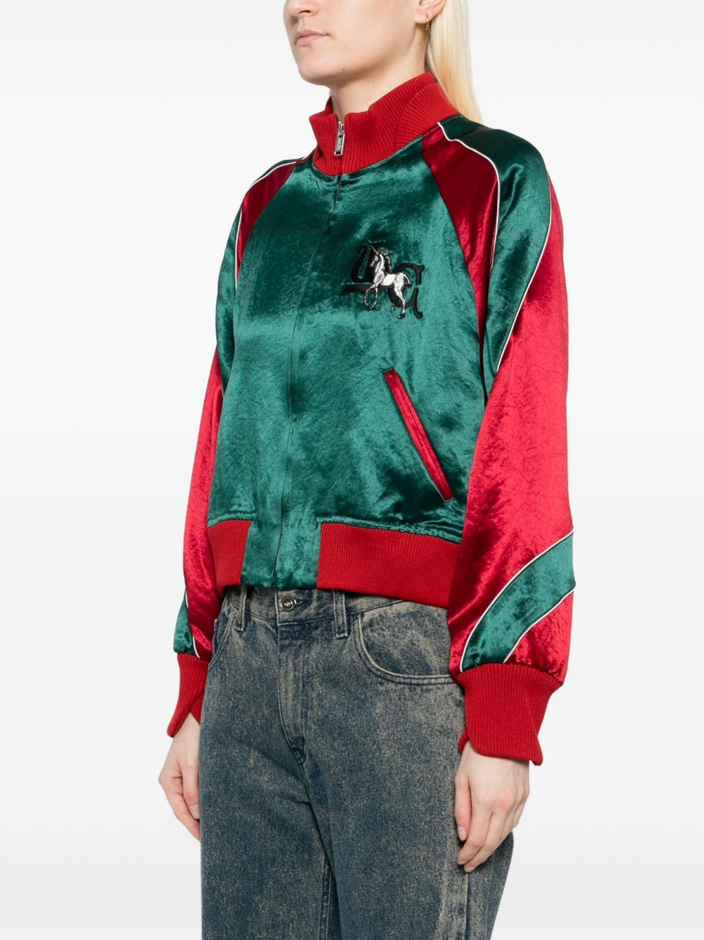 unicorn-embellished satin bomber jacket - 3