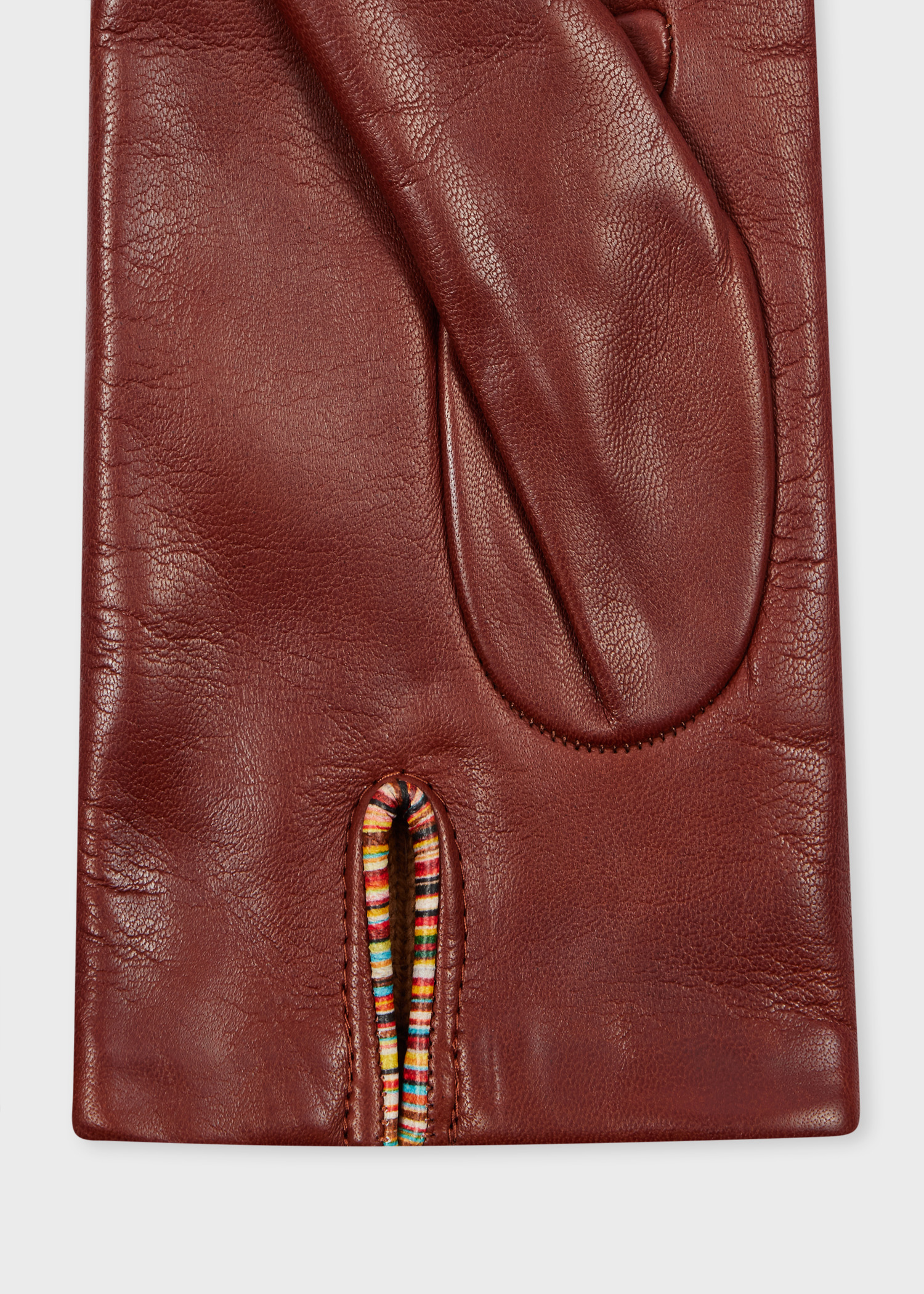 Women's Tan Leather 'Signature Stripe' Gloves - 3
