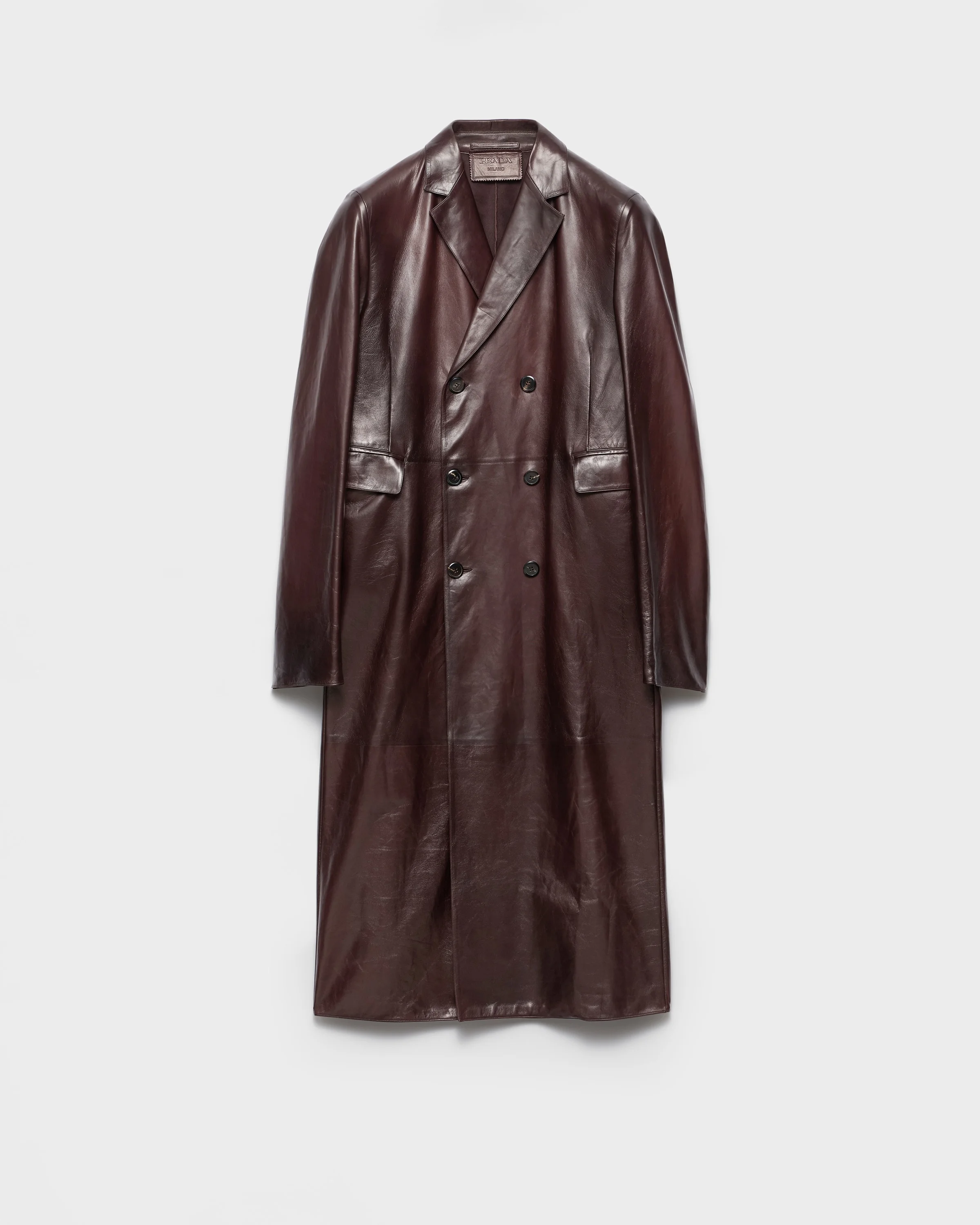 Double-breasted nappa leather coat - 1