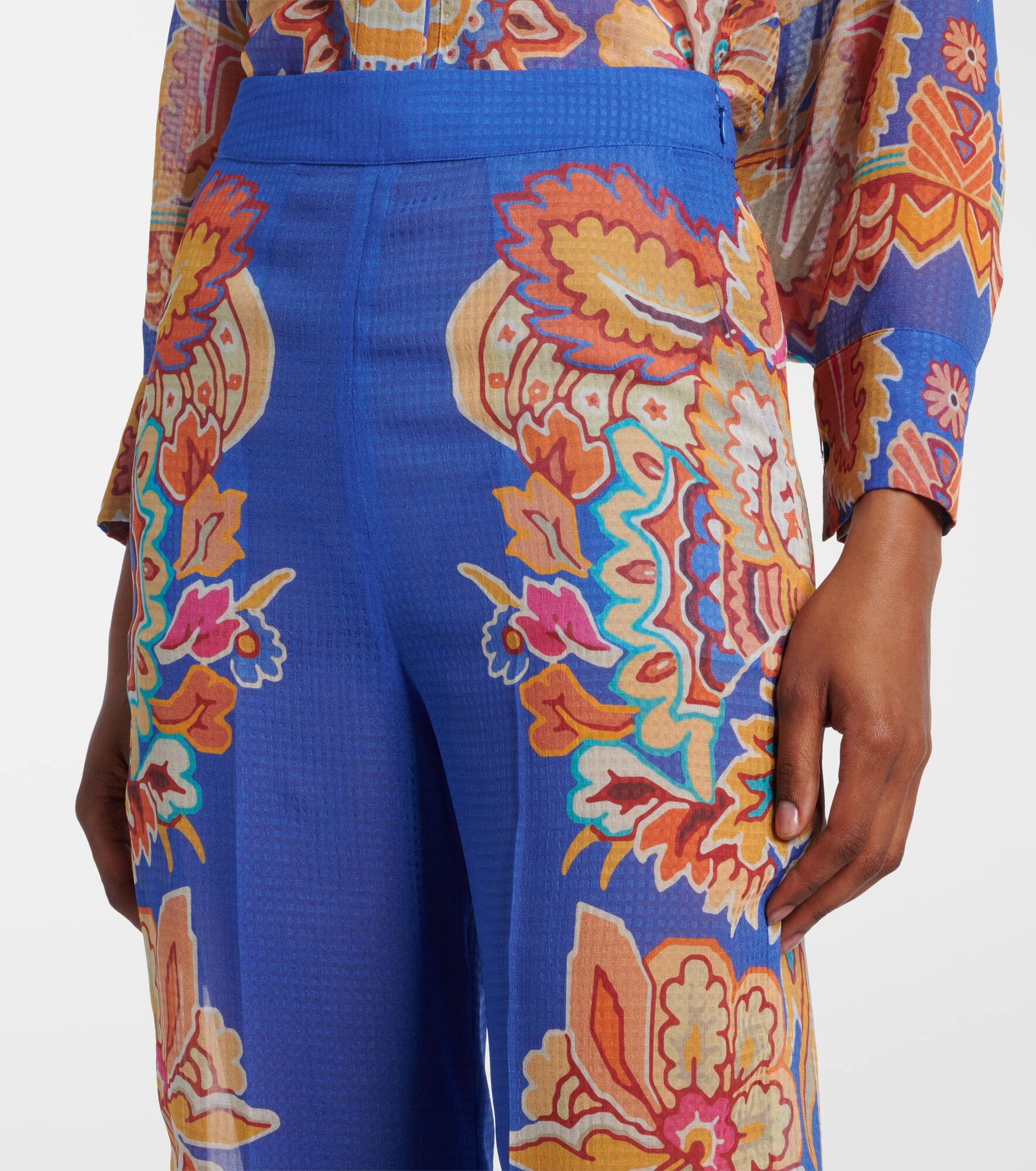 Paisley wide-leg pants - 4