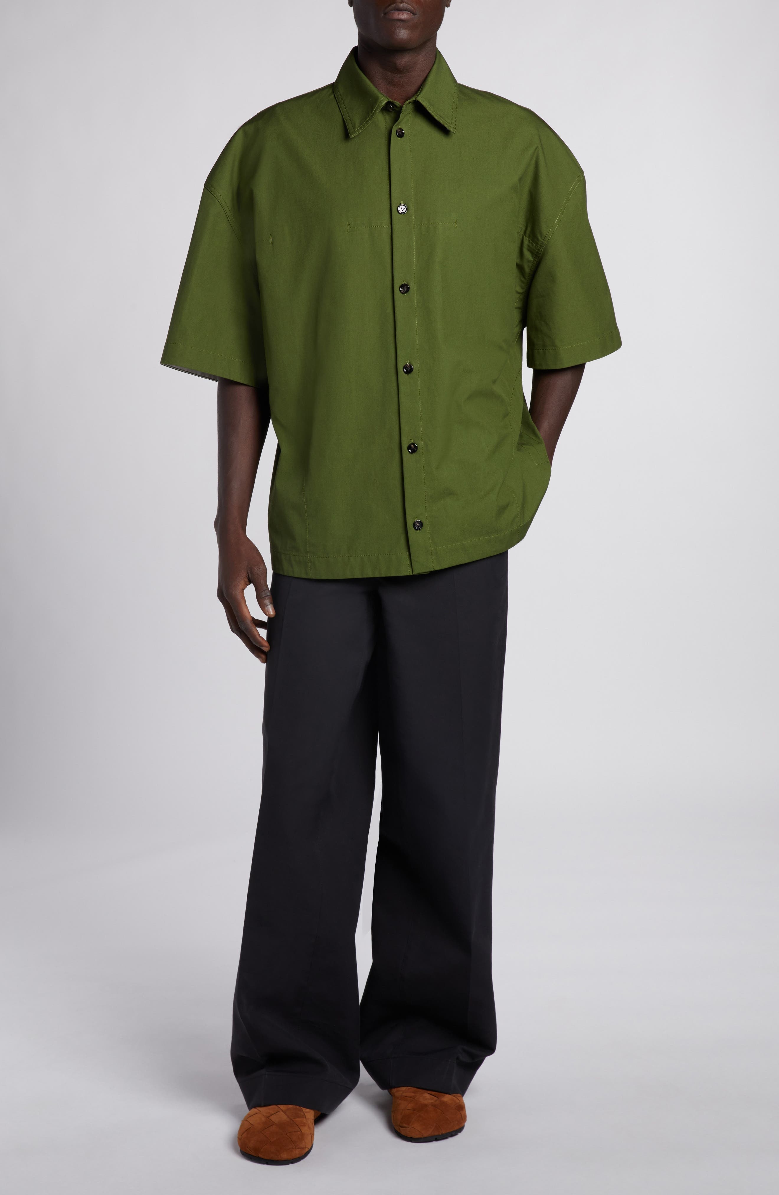 Oversize Short Sleeve Button-Up Shirt - 2
