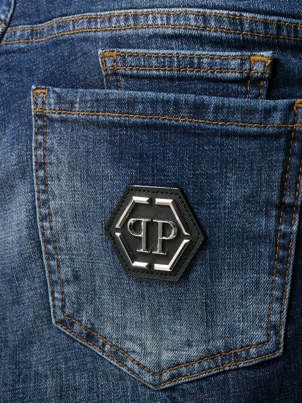 logo patch slim-fit jeans  - 5