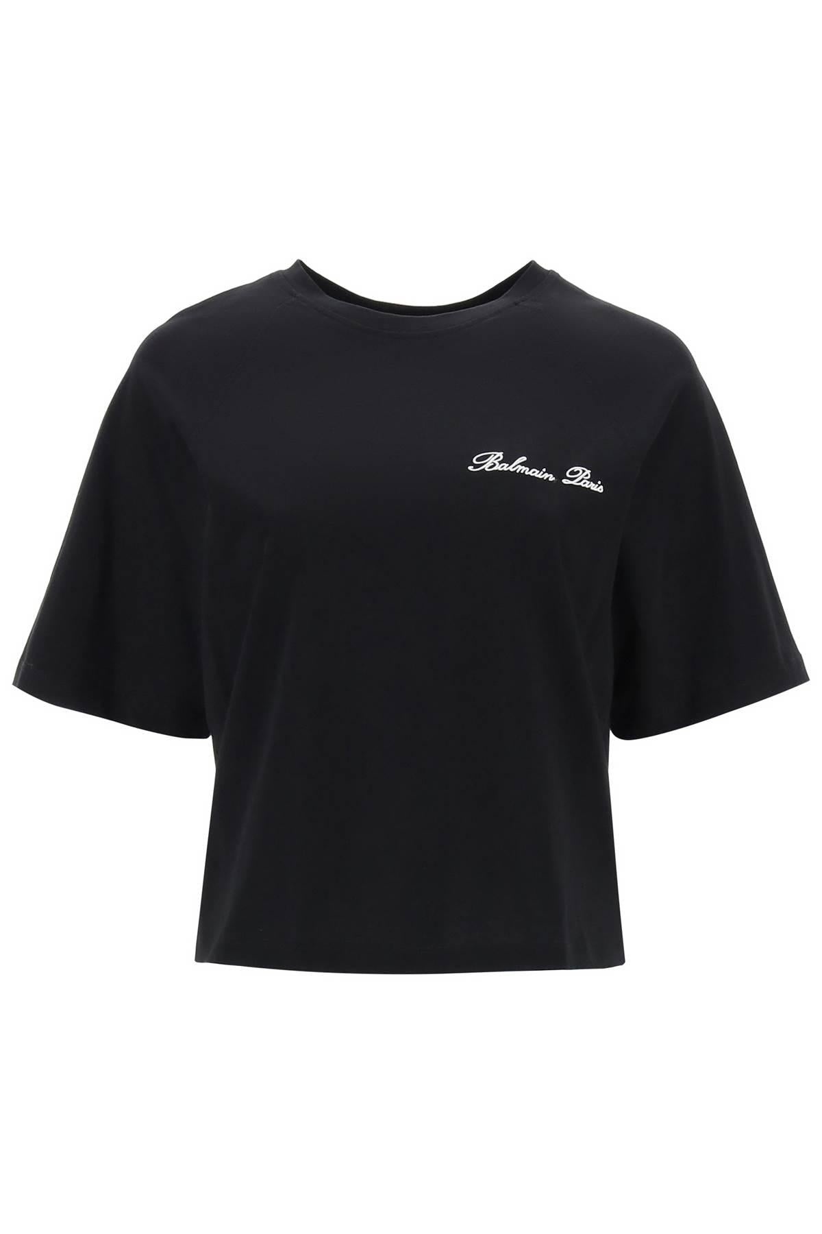 CROPPED T-SHIRT WITH LOGO EMBROIDERY - 1