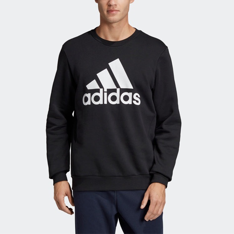 adidas Fleece Lined Stay Warm Athleisure Casual Sports Pullover Round Neck Black EB5265 - 3