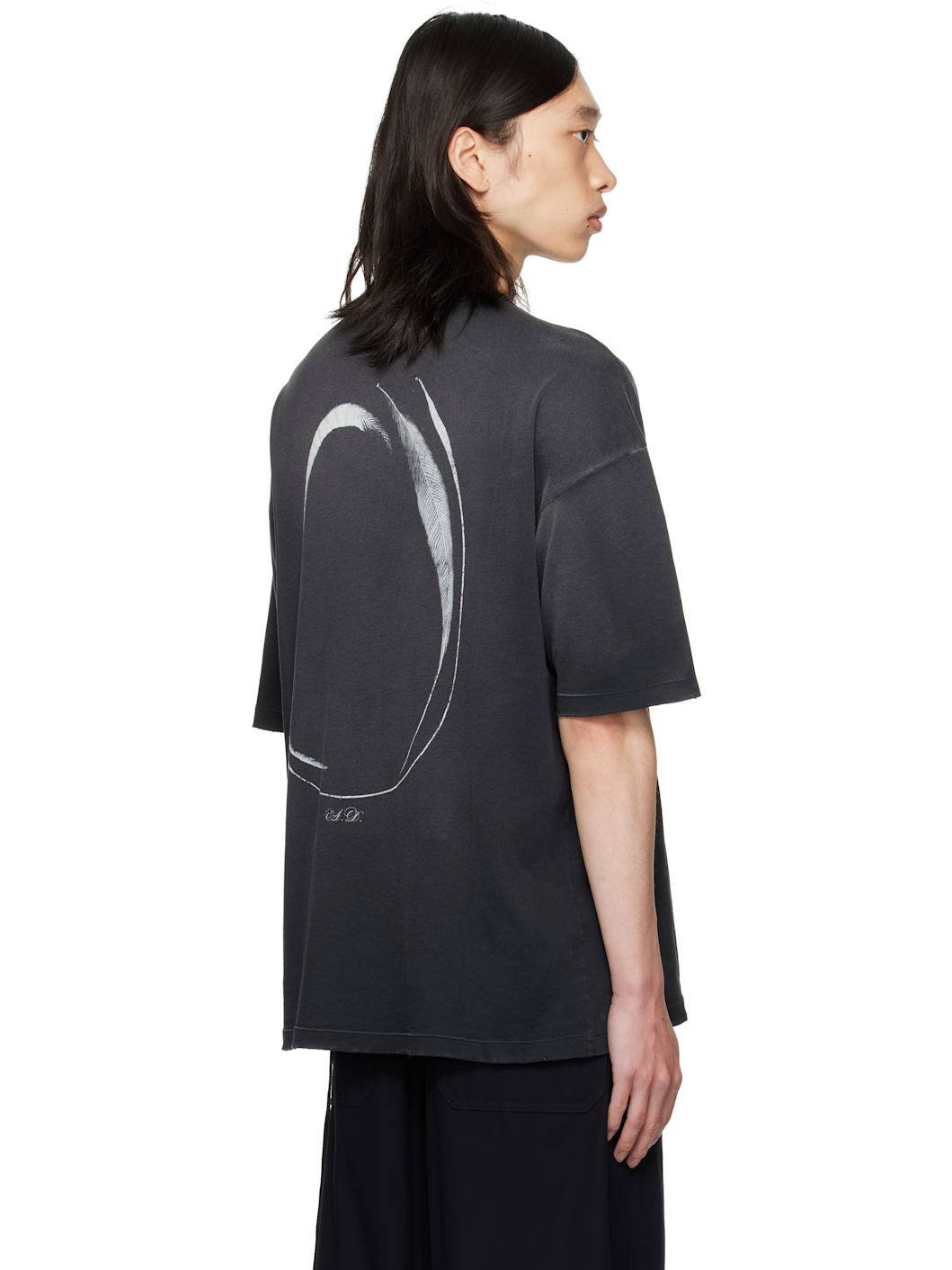 Black Dieter Infinite Feather Print T-shirt - 3