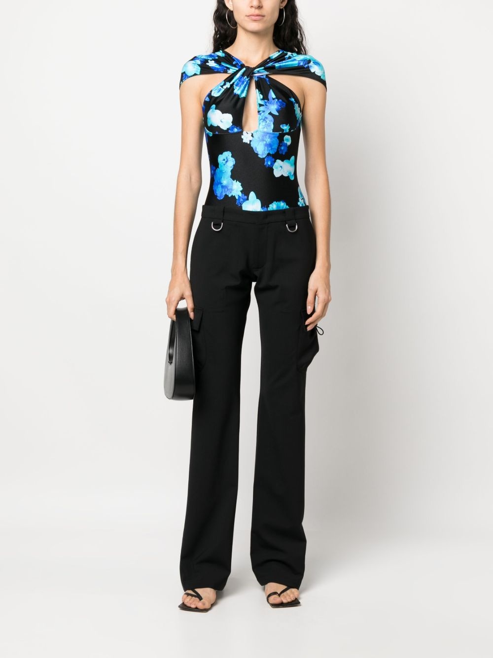 floral-print cut-out body - 2