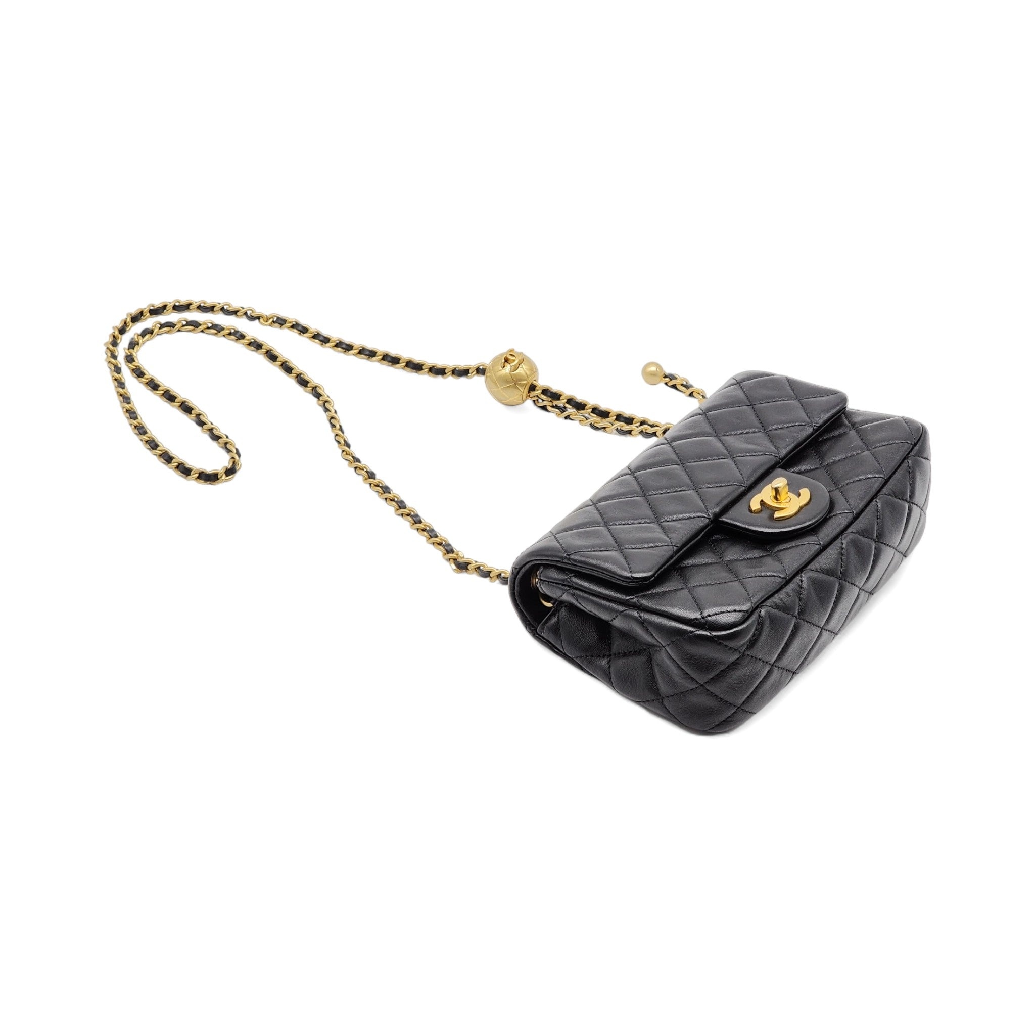 Chanel Quilted Lambskin Leather Pearl Crush Mini Flap Bag in Black - 4