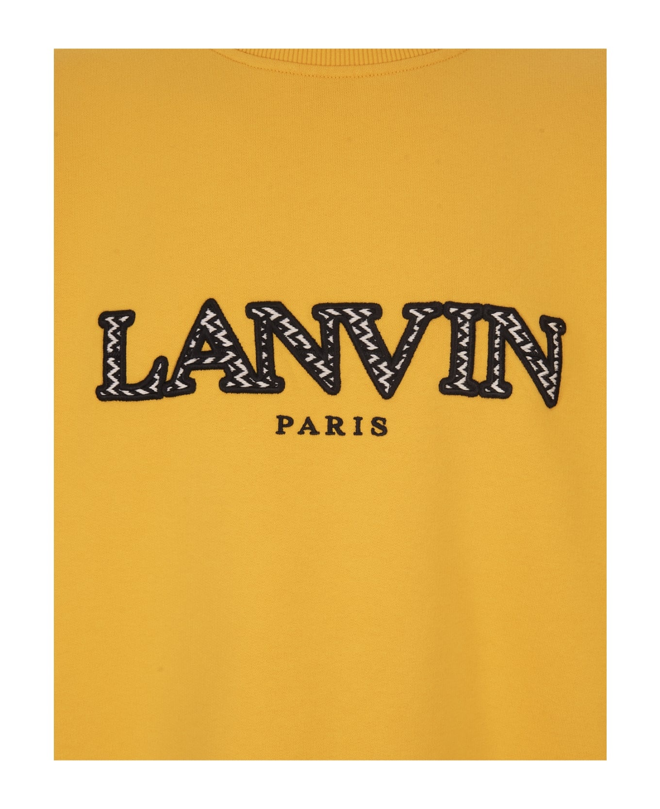 Yellow Sweatshirt With Embroidered Lanvin Curb Logo - 3