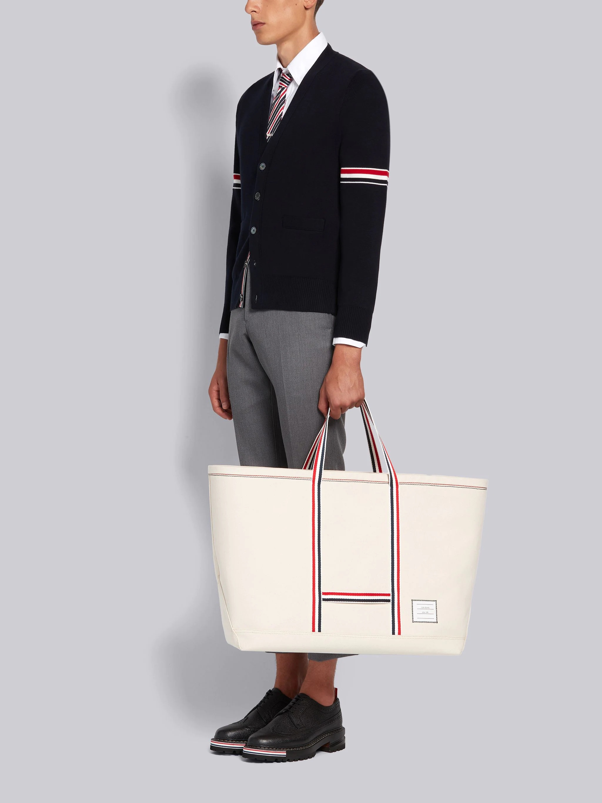 Off White Double Face Cotton Canvas Oversized Tool Tote Bag - 6