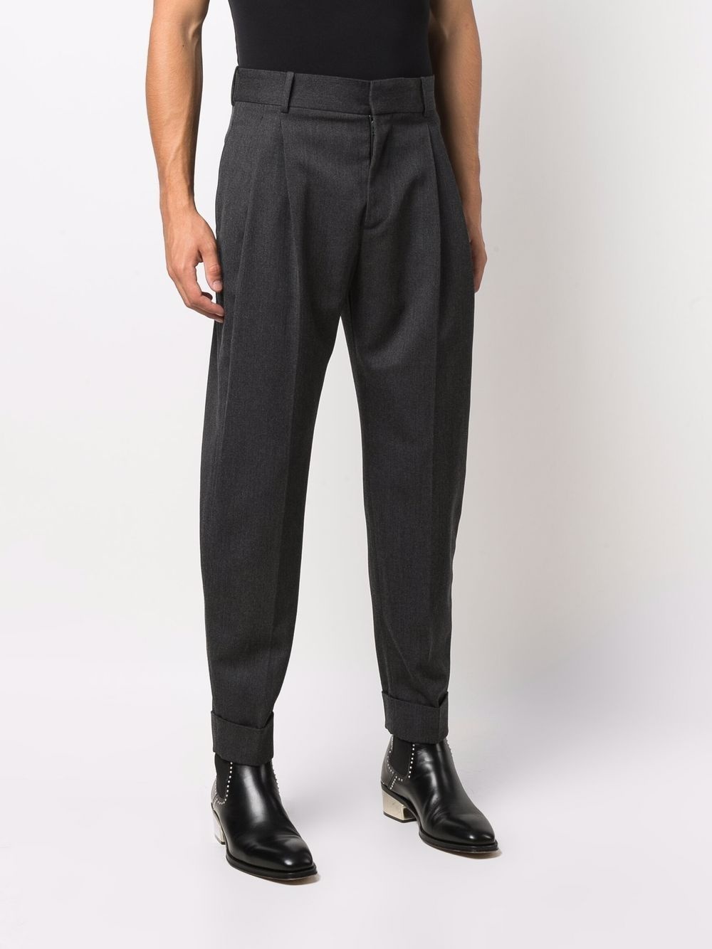 pleat-detail tapered trousers - 3