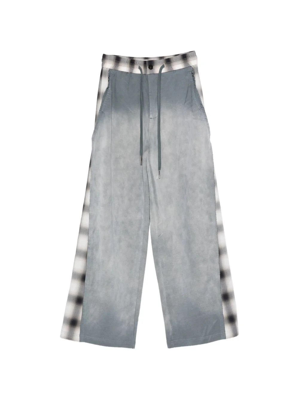 plaid drawstring track pants - 1