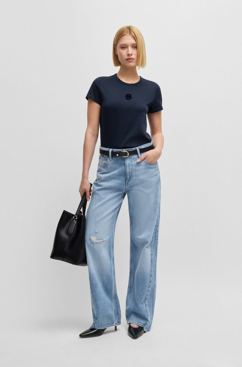 BOSS WIDE-LEG JEANS IN BLUE DENIM WITH STEPPED HEM outlook