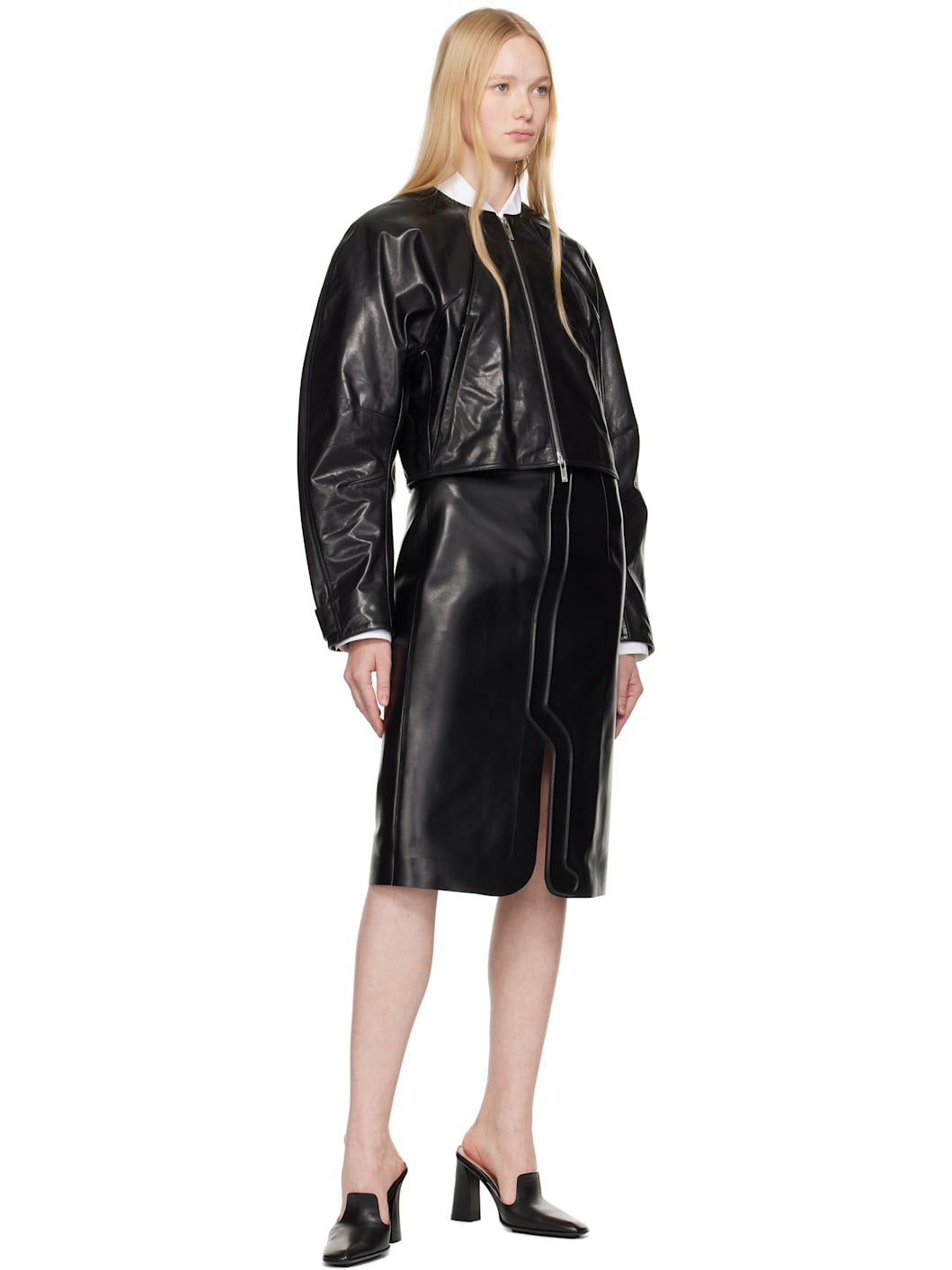 Black Articulated Leather Jacket - 4