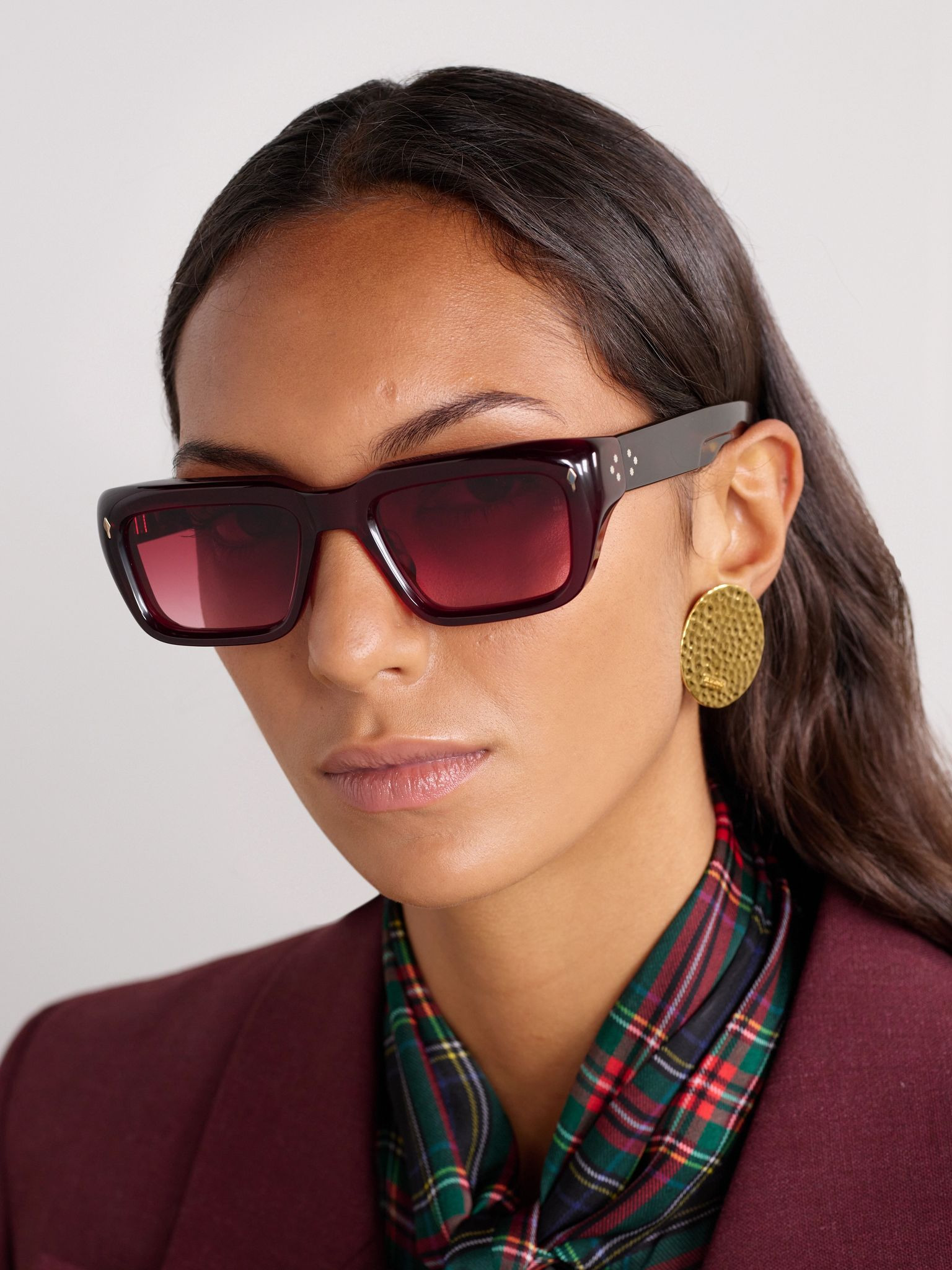 Walker square-frame acetate sunglasses Burgundy - 2