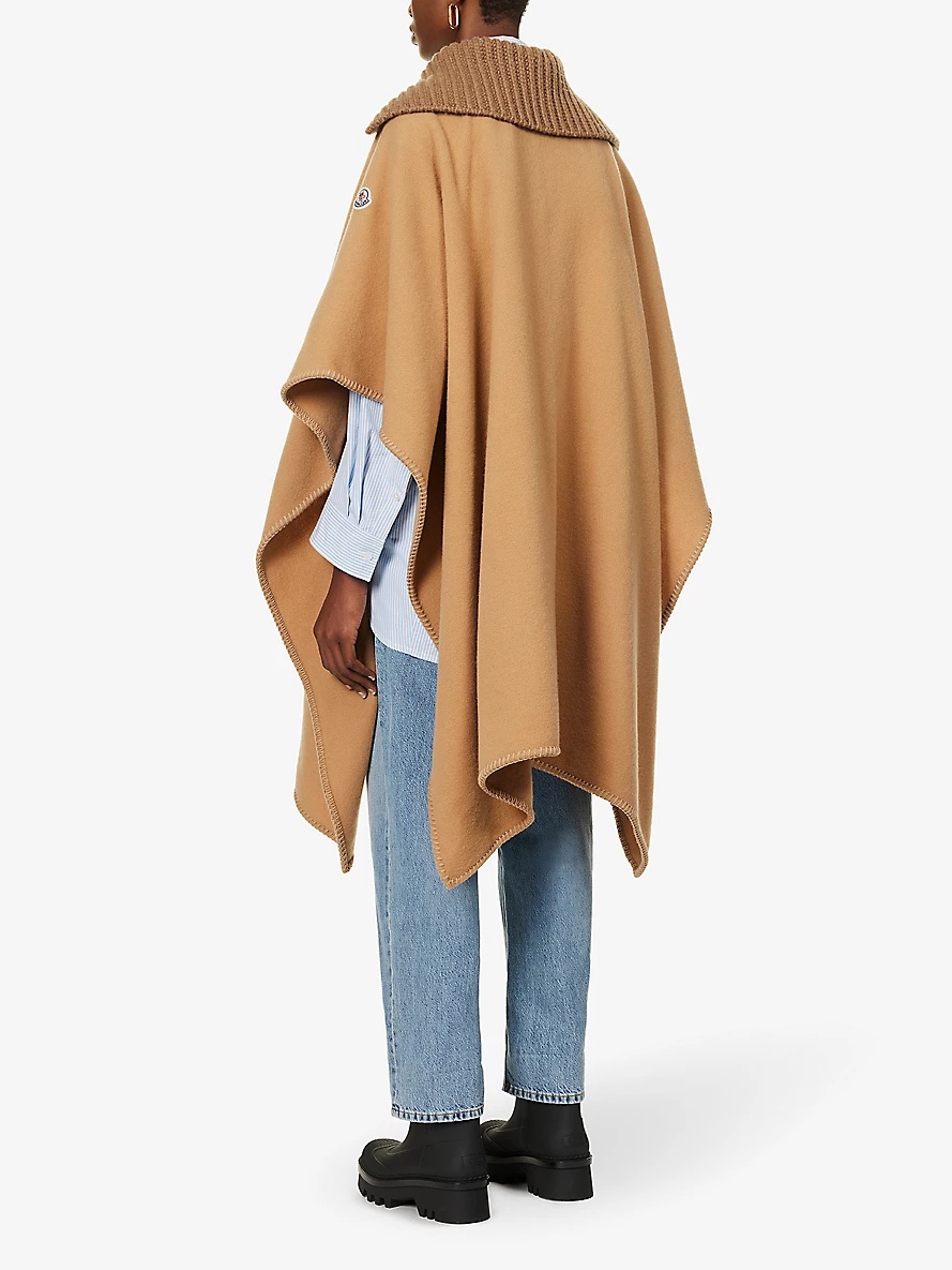 Brand-patch relaxed-fit wool cape - 4