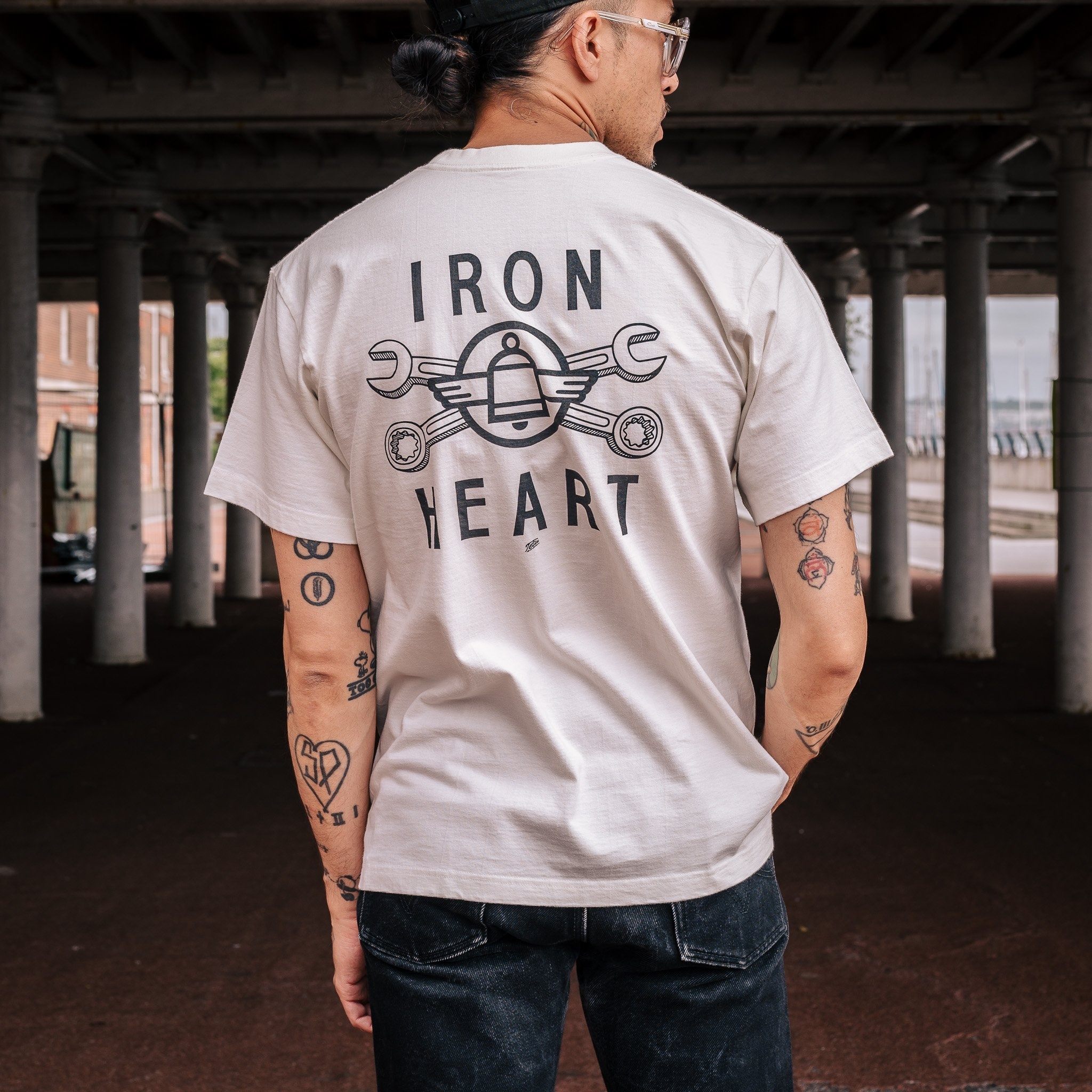 IHT-2406-WHT 7.5oz Printed Loopwheel Crew Neck T-Shirt - White - 4