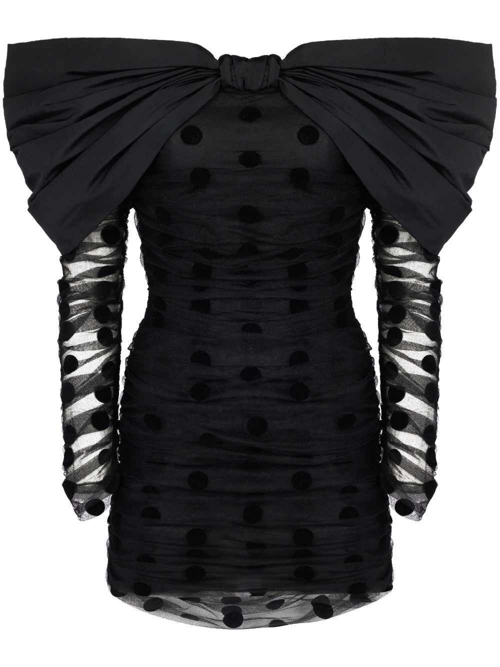 oversized-bow neckline tulle dress - 1